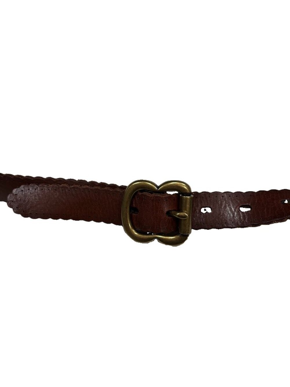 Fossil leather Belt Brown Solid 1 in Wide Size women M brass buckle